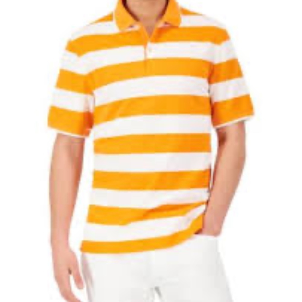 NEW Orange w white striped Mens CLUM ROOM Polo Shirt sz L
